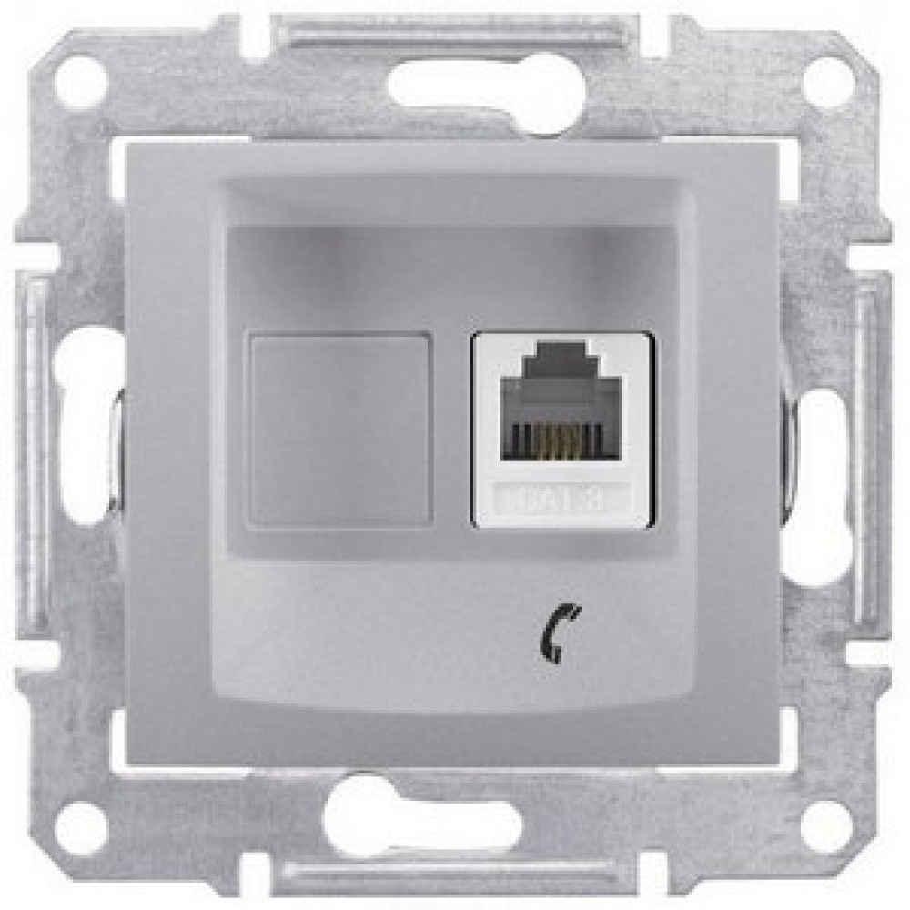 Розетка телефонная RJ11 на 4 контакта Schneider Electric Sedna Алюминий SDN4101160
